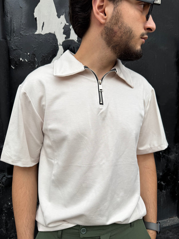 Polo con Zip beige