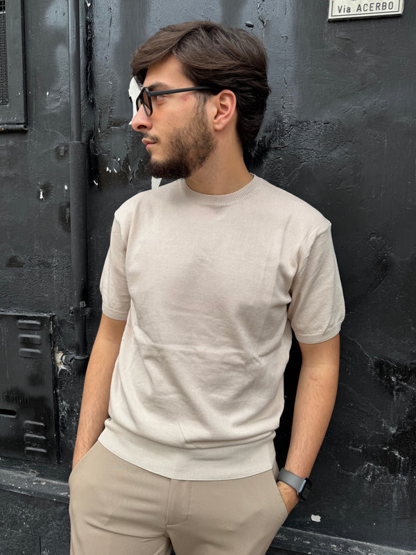 Maglia in filo BASIC beige
